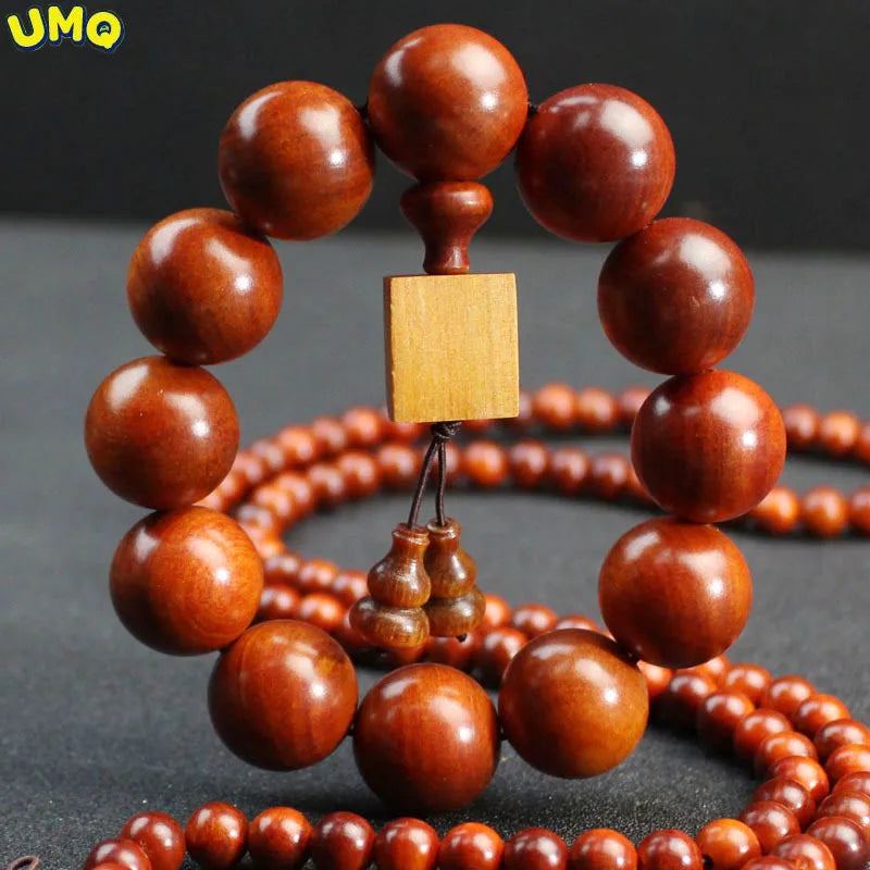 Indonesian blood dragon wood bracelet 2.0 log ice translucent 108 buddha beads couple jewelry gift amulet
