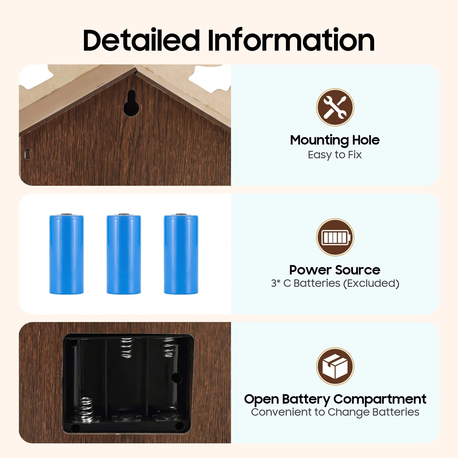 Wooden forest cuckoo clock wall mount retro house style with hourly chime sound night silencer - brown / united states