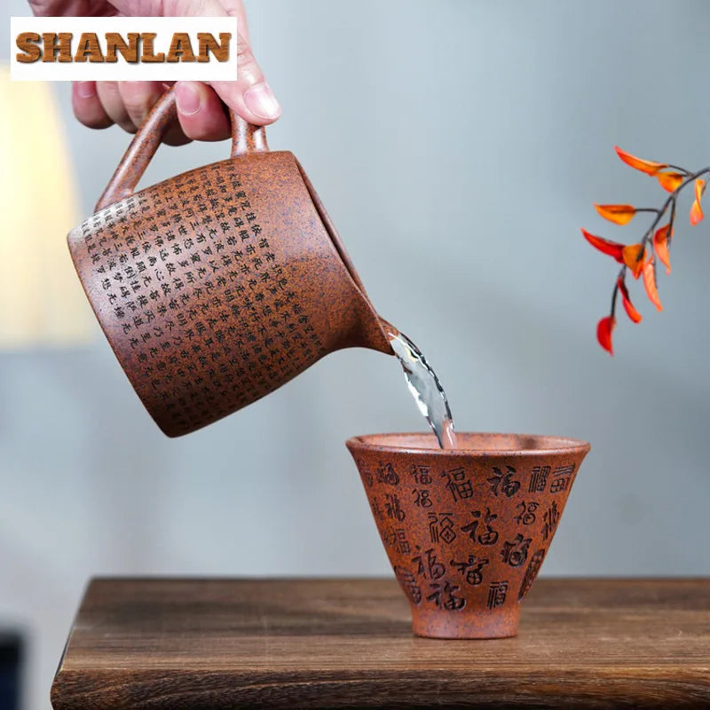 400ml purple clay wood-fired thousand-hand kwan-yin teacup ancient tea bowl jug tea-tasting meditation cup chazhan
