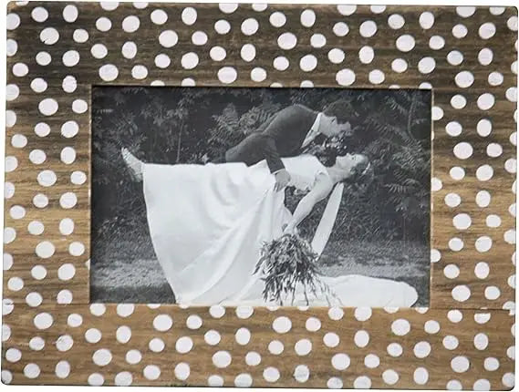 Foreside home & garden white polka dot pattern 4x6 inch wood decorative picture frame - united states