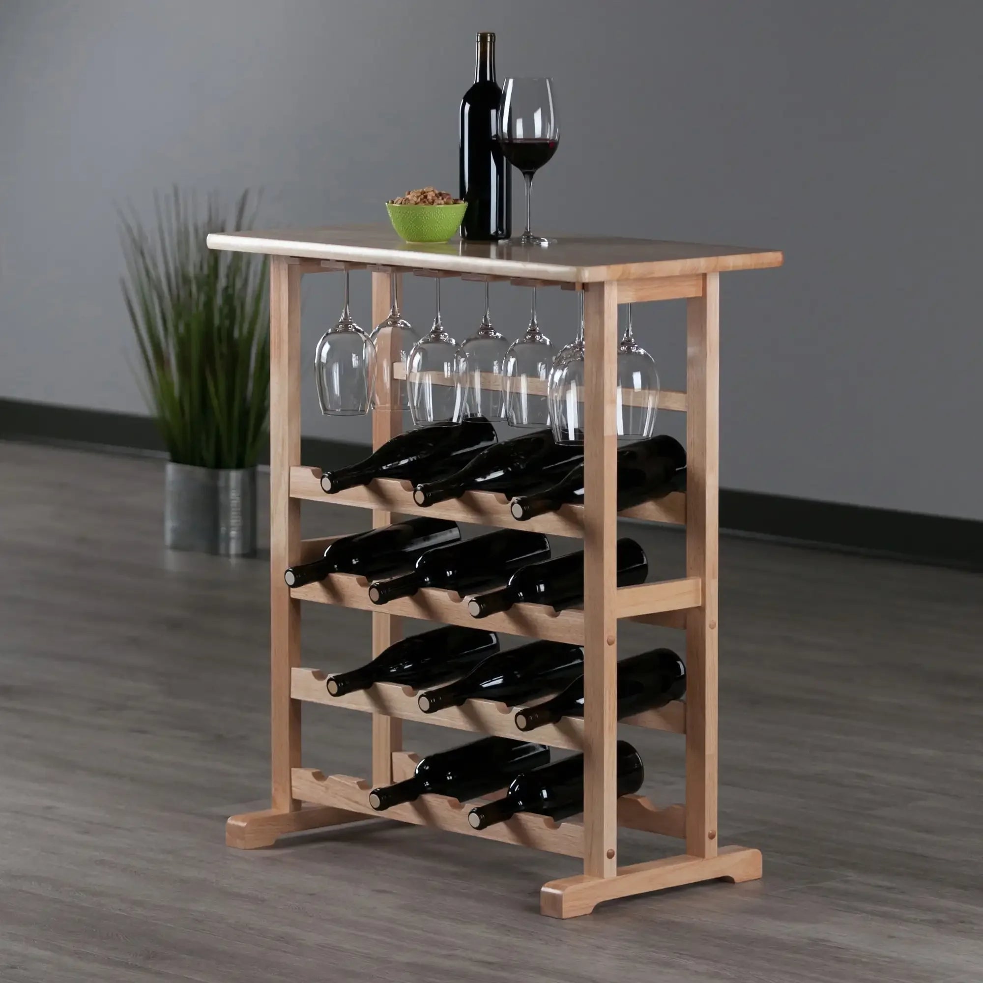 24-bottle wine rack natural wood freestanding storage display shelf for kitchen bar multiple finish options available