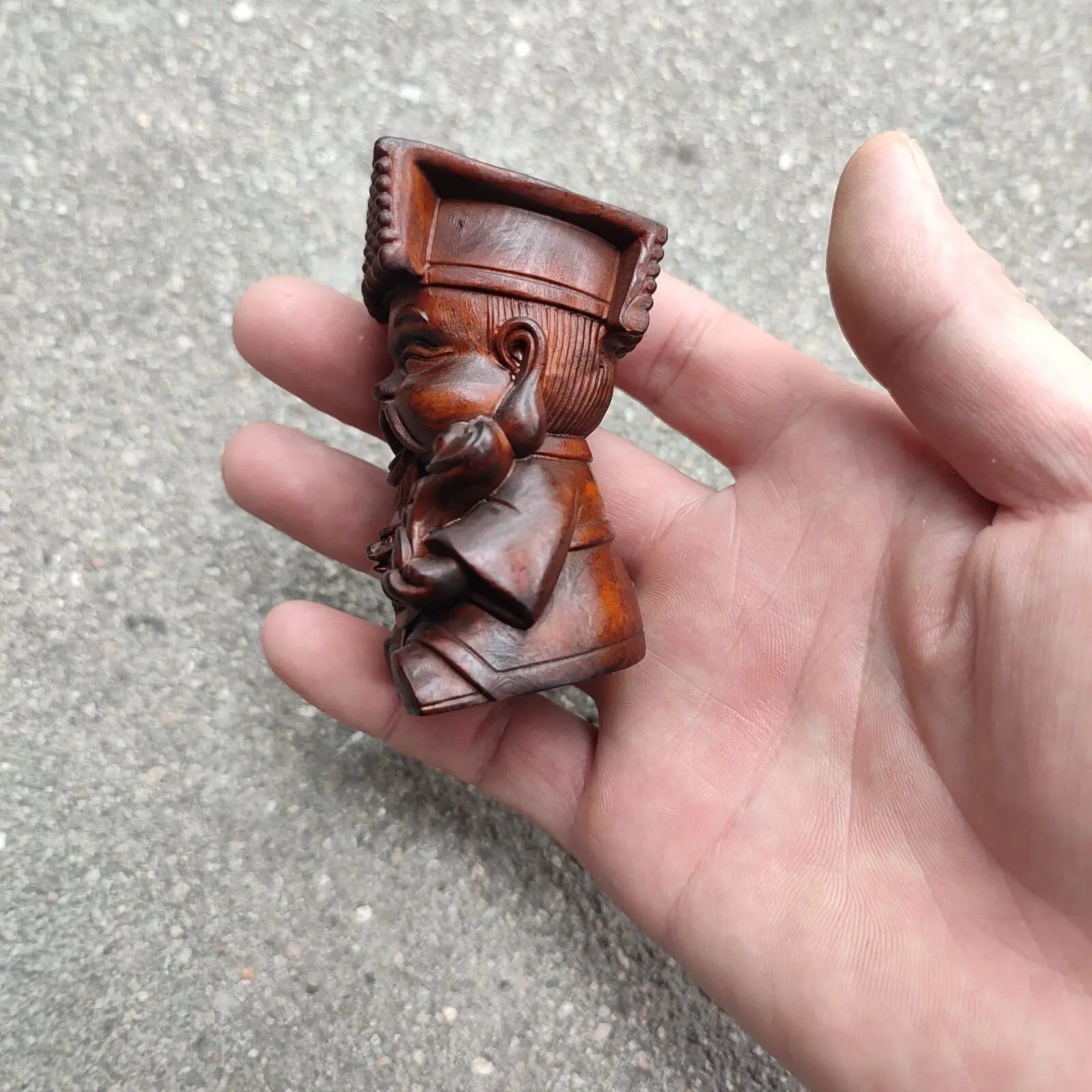 Cute wood carving buddha statue figurine boxwood kid children gift statuette - religious (buddhist)