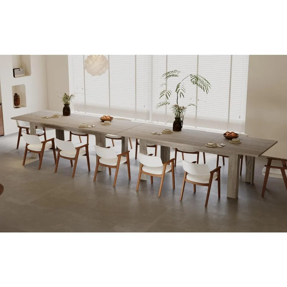 Rectangular oak wood dining table for 6-8 large home kitchen - united states / oak