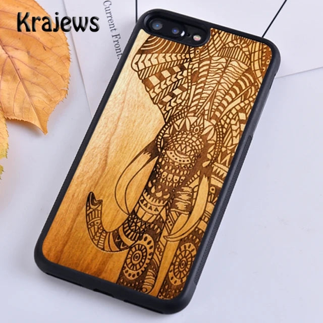 Krajews natural bamboo wood pattern phone case cover for iphone 17 air 16 15 14 plus 11 12 13 pro max coque - 004