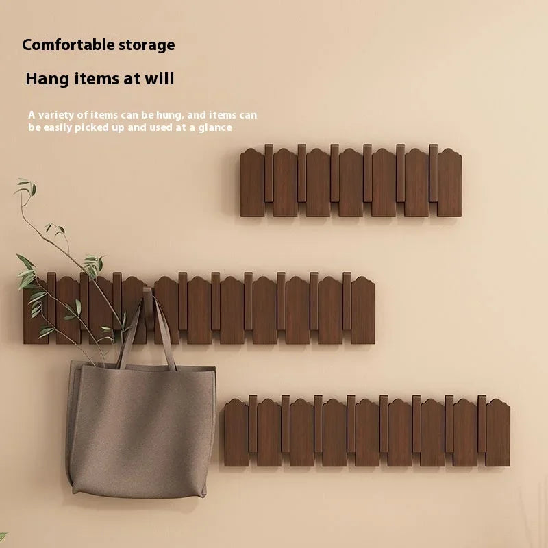 Wooden piano key coat hooks - wall mounted entryway hangers for door & foyer - creative organizer keys clothes