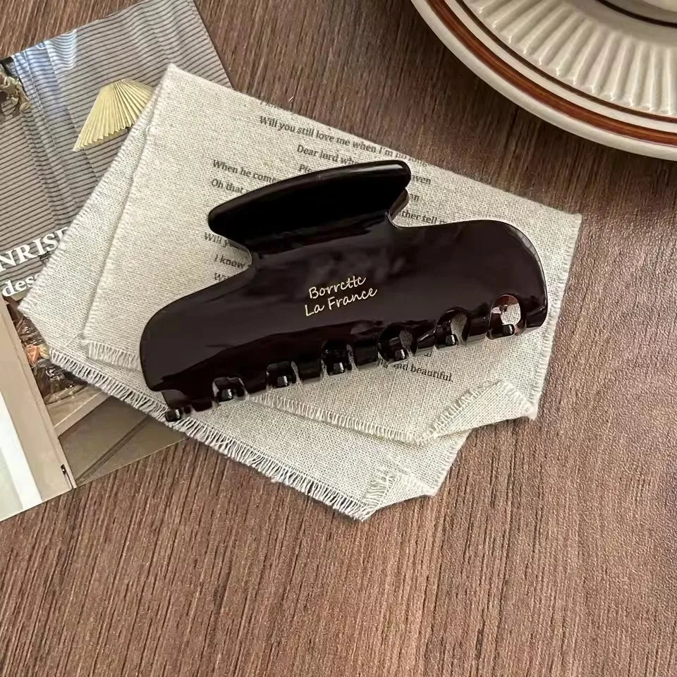 1pc elegant vintage french hair clip two-tone with wood grain & marbled design perfect for casual daily dressing cute