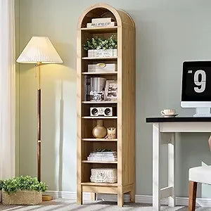 71’’ tall arched bookshelf 8 tiers arch bookcase with storage modern farmhouse book shelf adjustable shelves wood