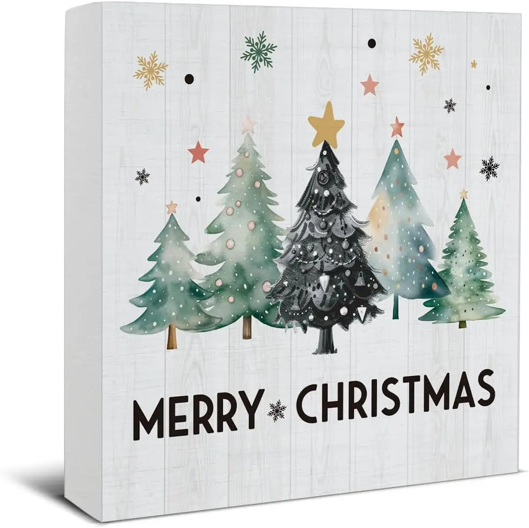 Christmas bathroom decorations funny decor wooden sign home for desk table shelf 5 x inches - merry christmas01