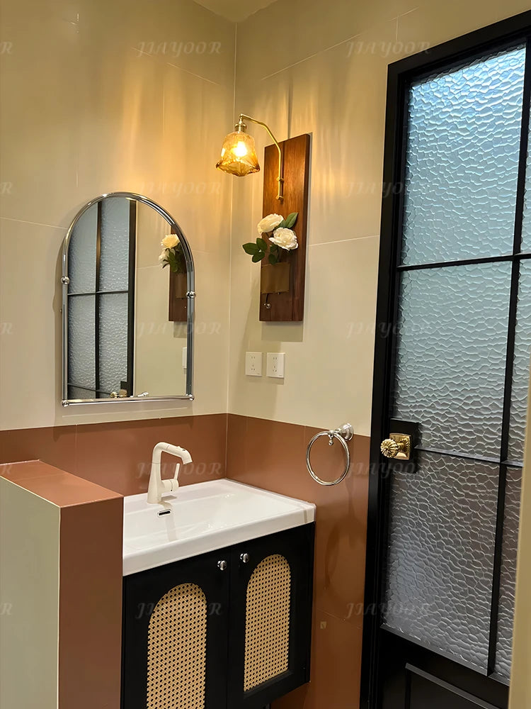 Niche retro home decor living room bedroom bedside hallway homestay coffee shop wooden board wiring free led wall light