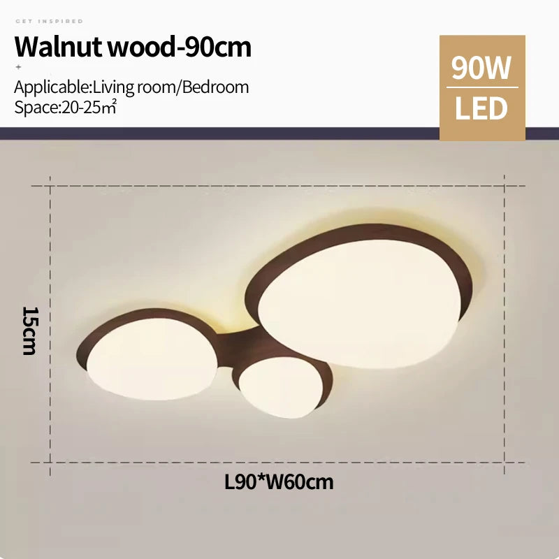 Bedroom light nordic original wood grain color ceiling modern minimalist and creative led restaurant book room lighting