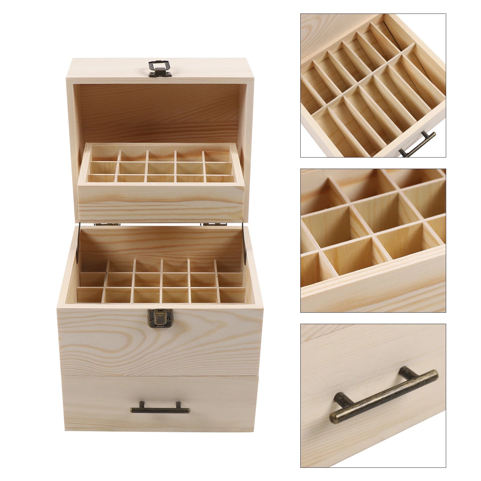 Wood essential oil box 59 grid packaging high quality 3 layer - united states - multipurpose