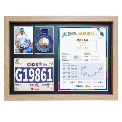 Wooden medal display frame marathon bae creative picture stand storage organizer modern simple sle rectangle - black