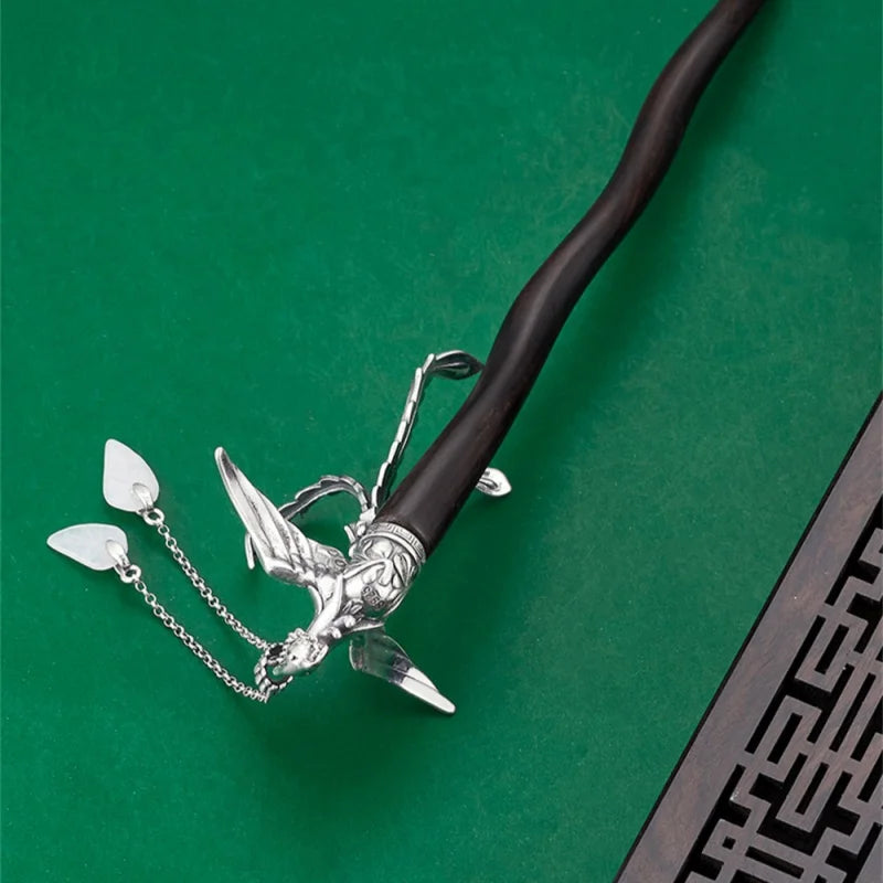 S925 sterling silver hair sticks for women sandalwood phoenix tassel forks hairpin headdress hairwear jewelry wholesale