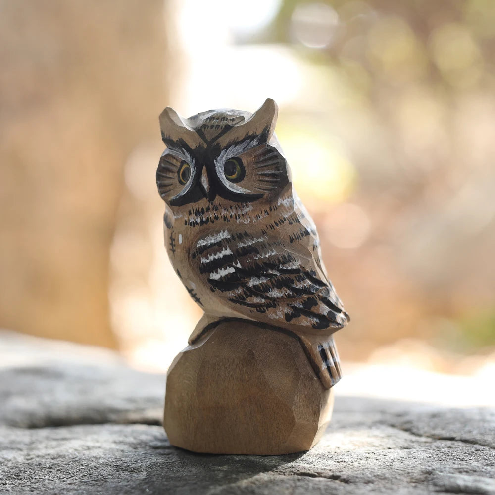 Handcrafted wood carving home decorations decoraciones para el hogar desk accessories room decor handmade owl statue