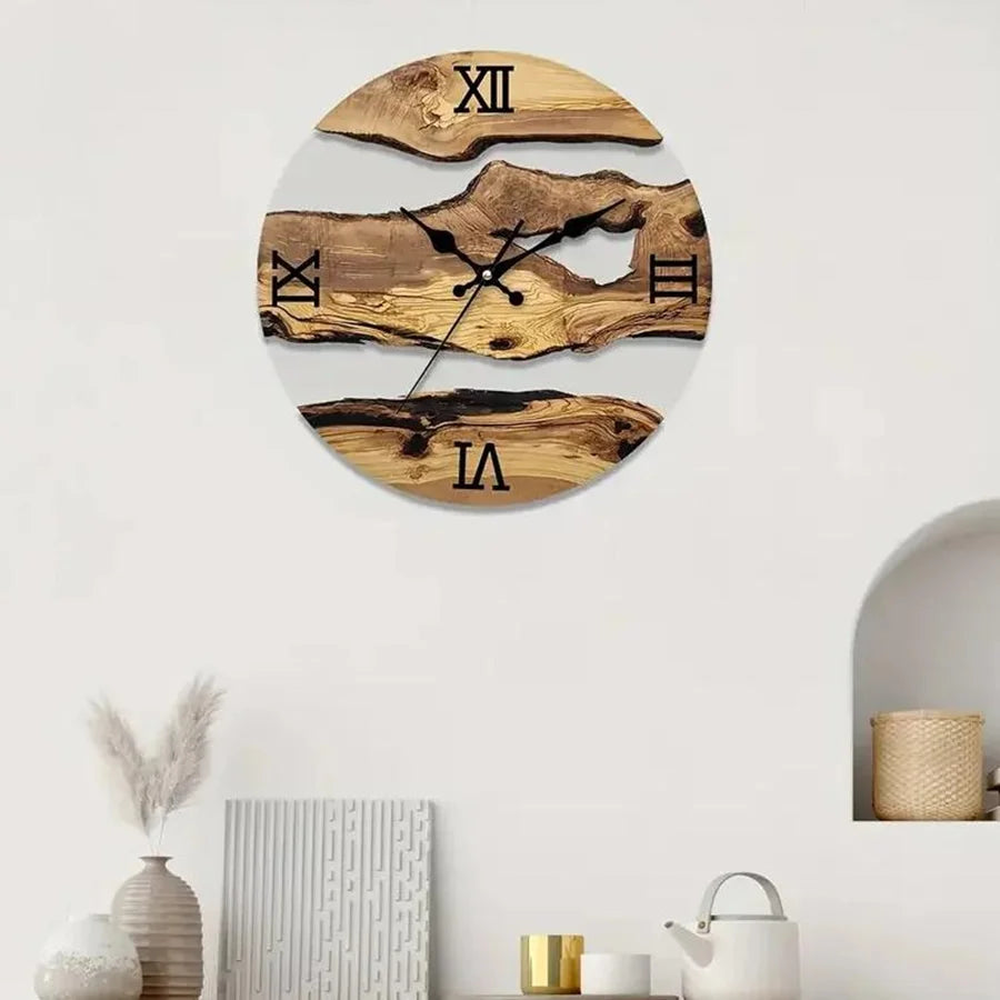 Acrylic wood grain wall clocks brief home hanging clock minimalist design living room art watch decoration - 02 c