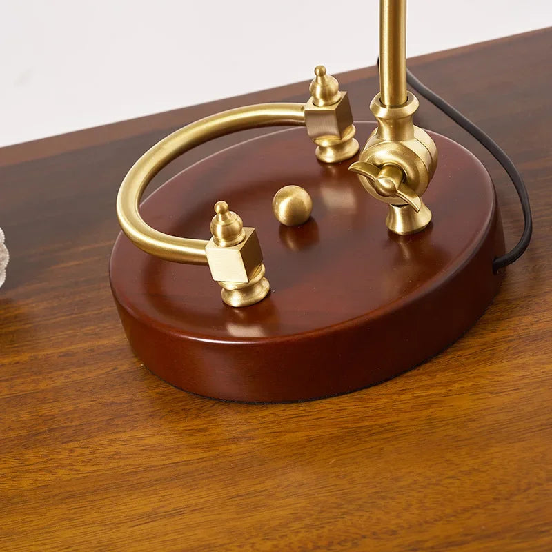 Classical retro vintage metal wood bank table lamp led e27 green lampshade art decor home bedroom bedside study reading