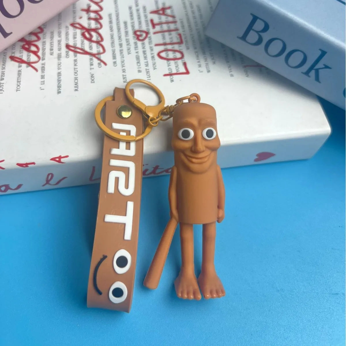 Wooden stick human pendant shanhaijing keychain funny abstract - key chain