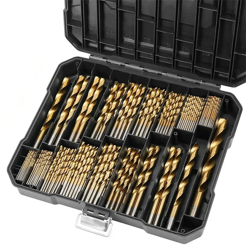 230pcs titanium coated twist drill bit set with case 135°tip metric bits size from 1.0-10mm for woodworking plastic hole