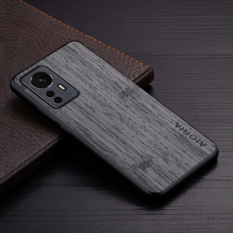 Case for xiaomi mi 12 pro 12x 12t 12s ultra lite 5g funda bamboo wood pattern leather luxury coque xiaomi case cover