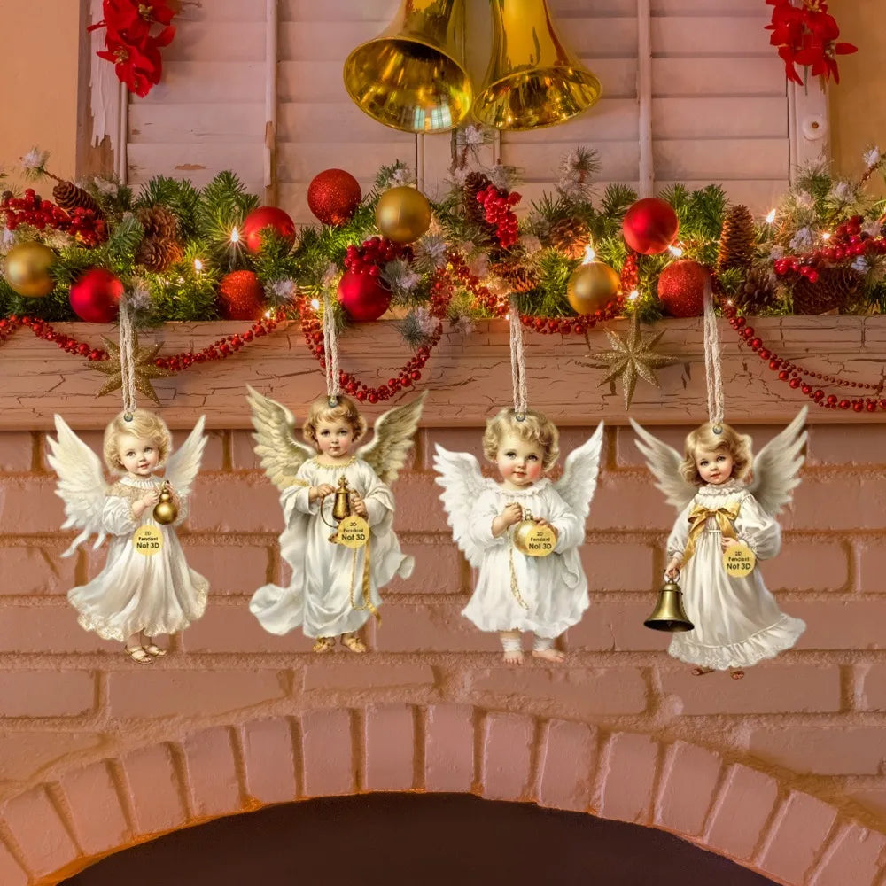 12/36 pcs wooden christmas angels ornaments victorian style angel tree decorations set wood pendants for home holiday