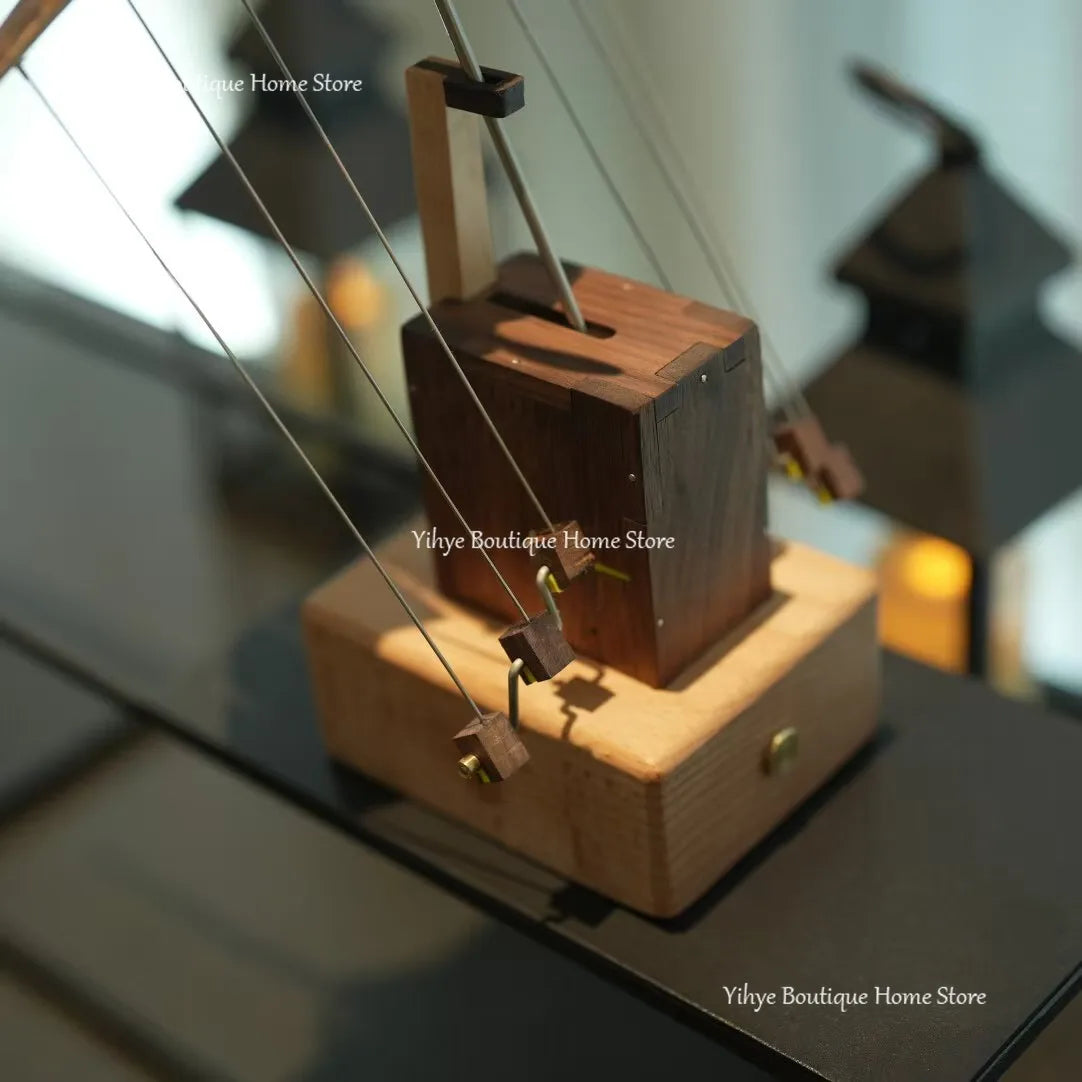 Hand-carved flying manta ray kinetic sculpture - unique wooden desktop ornament for home/office decoration & gifting