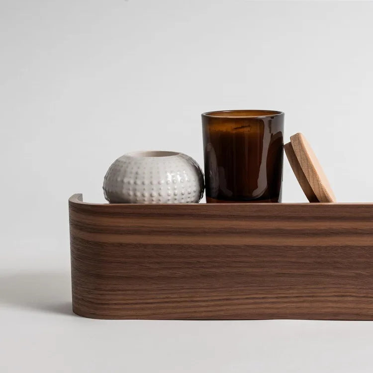 Wall-mounted coat rack ’toke’ - modern design with hidden wall hooks - solid wood veneer panel hanger - walnut - united