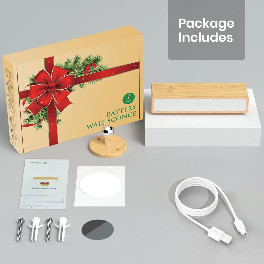 Nordic wood wall lamp with 360 rotation dimmable sconce magnetic for bedroom cordless mount light reading - tpye 1