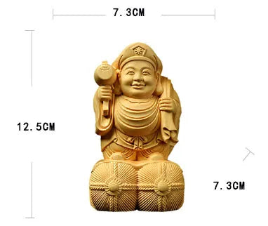 Boxwood wood carving mahakala buddha statue tibet great black god tantra god of wealth sculpture home decoration - c