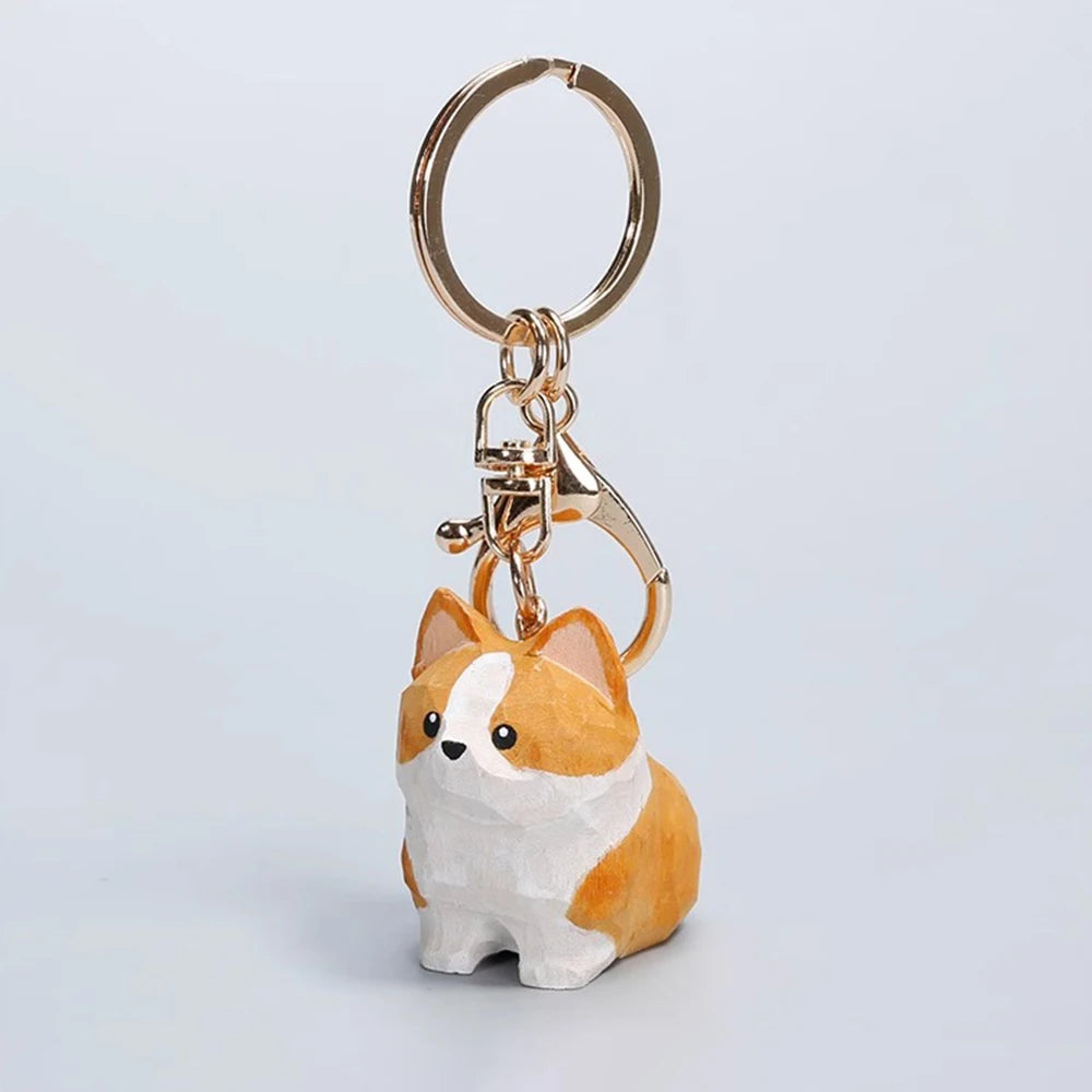 Cute small wooden dog figurine handmade carving corgi figurines home decor perfect gift for cat lovers desk decoration