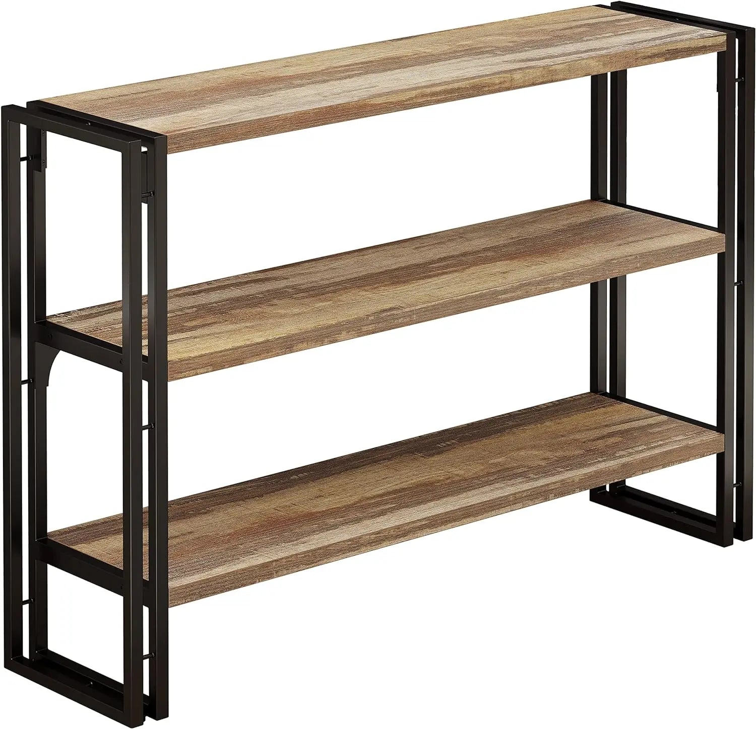 Ironck bookshelf industrial 3 shelf bookcase wood storage with metal frame for living room rustic brown - united states