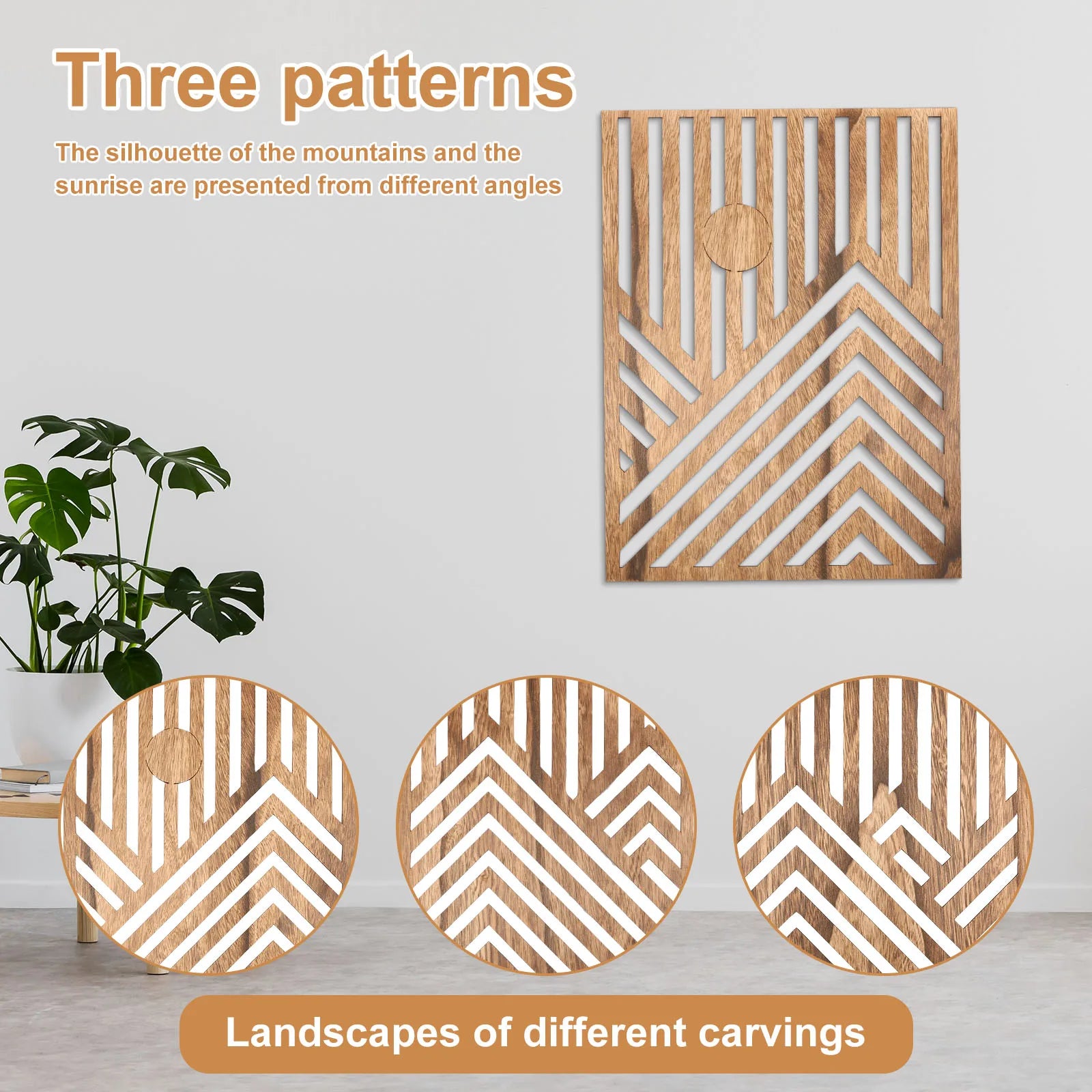 3pcs wood wall art sculpture decor openwork wooden ornament easy to hang timber artwork for home living room