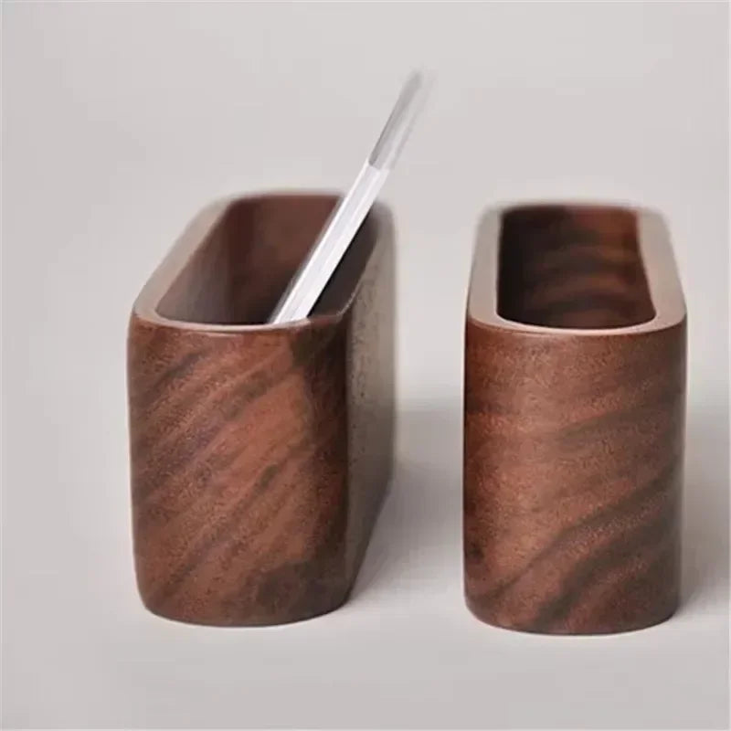 Desktop accessories storage box wooden business card holder note display rack office supplies stationery