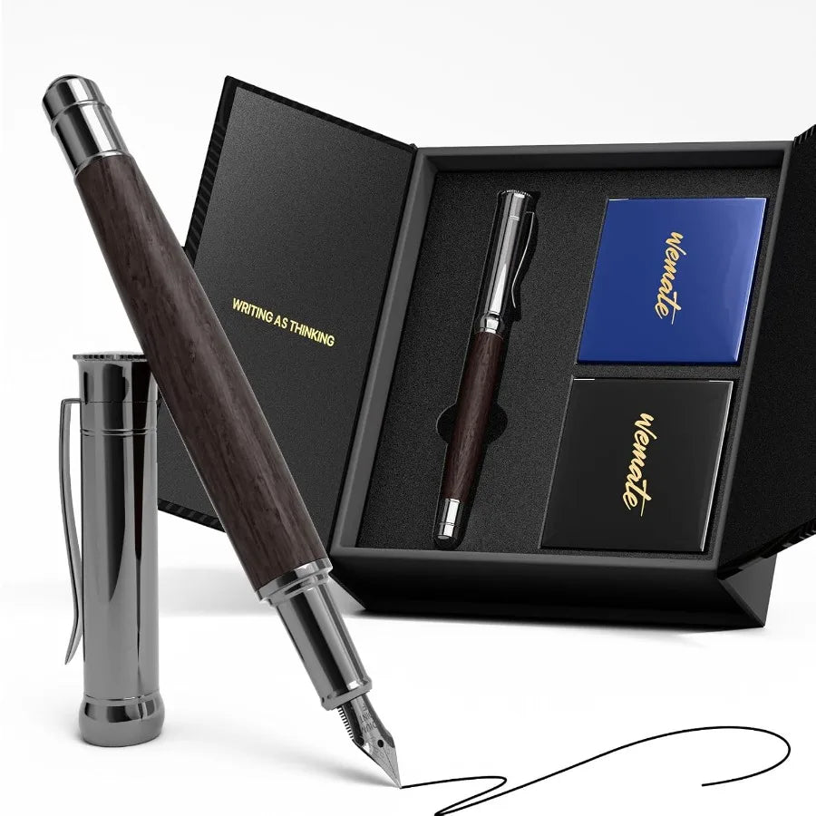wood-fountain-pen-with-ergonomic-grip-fine-nib-20-ink-cartridges-10-blackand10-blue-1-ink-converter-smooth-writingandno-skips-o