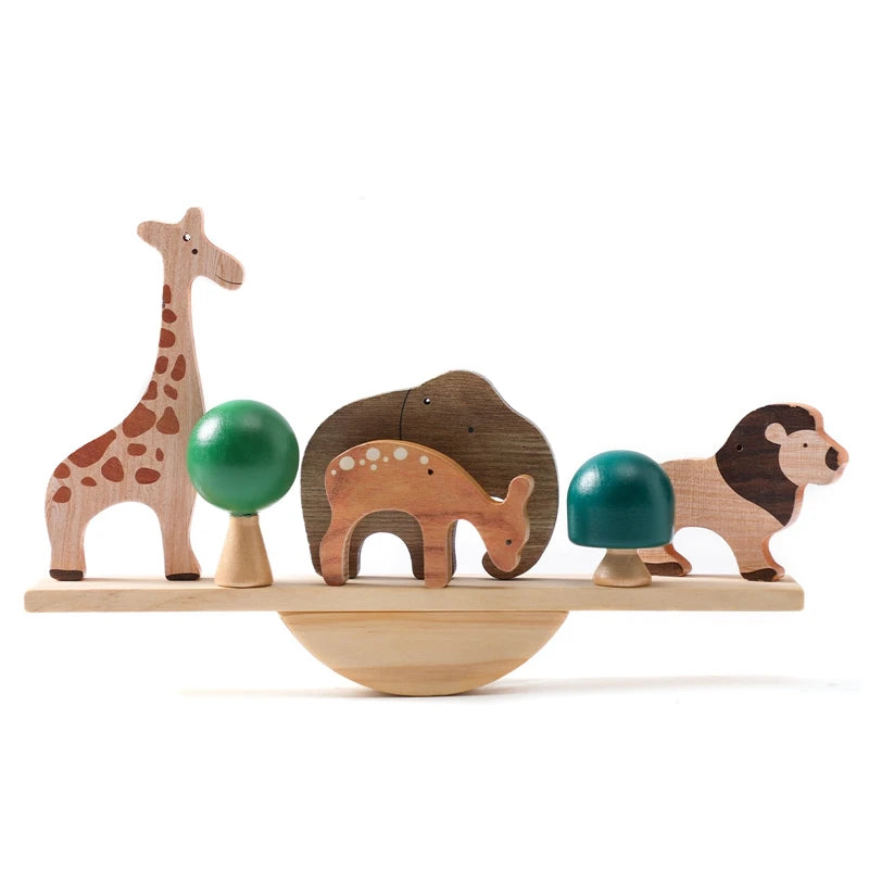 Wooden baby toy montessori animal balance blocks toys for children board dinosaur early educational learning stacking
