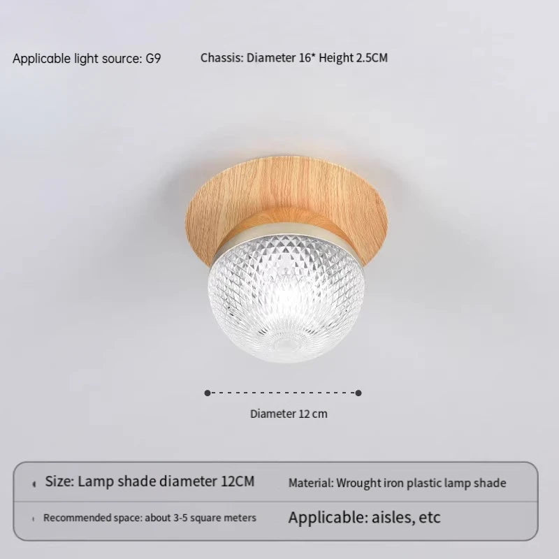 Creative wood grain ball corridor lamps glass luxury ceiling light new simple entryway balcony aisle - a1