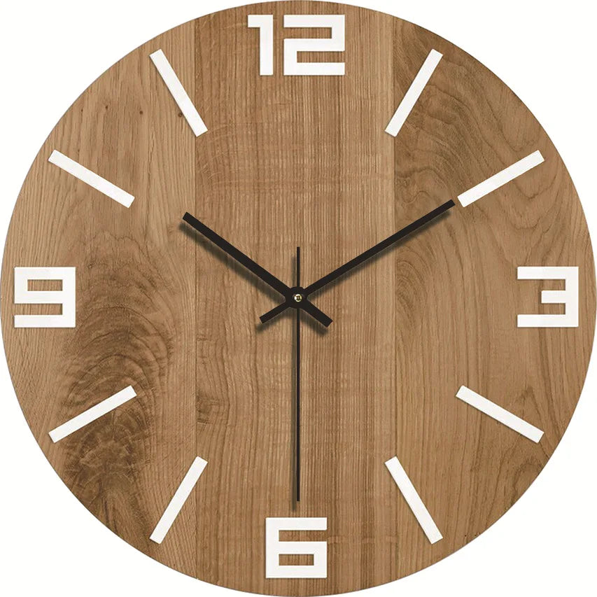 Wood grain wall clock transparent minimalist design hanging silent living room office art watch home decor hororloge