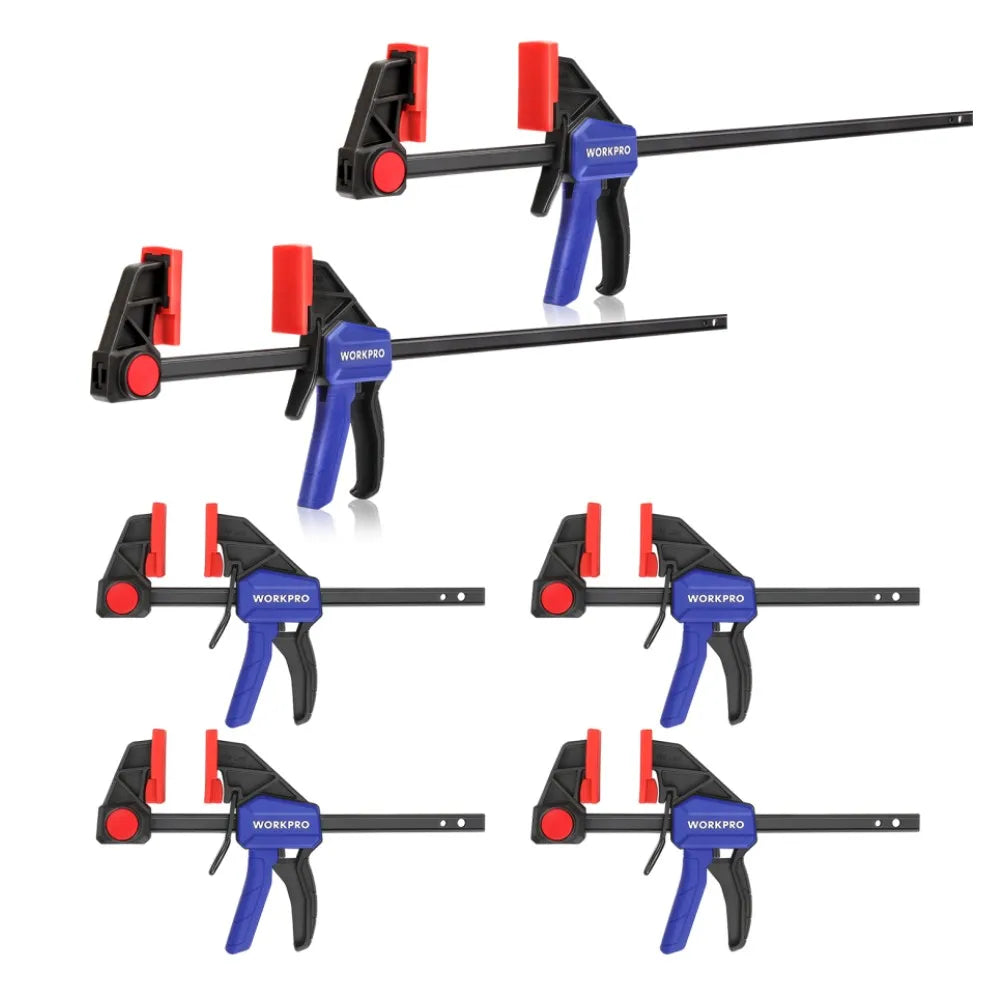 Workpro bar clamps for woodworking one-handed clamp/spreader 6-inch and 12-inch wood set light-duty qui