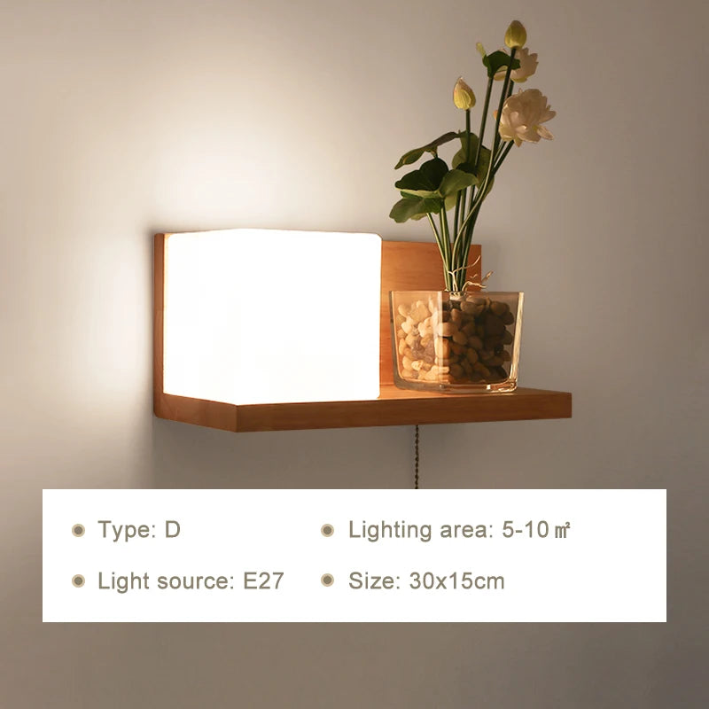 Modern led wall lamps wooden lights bedroom bedside stairs corridor interior mounted lighting sconce home decor light
