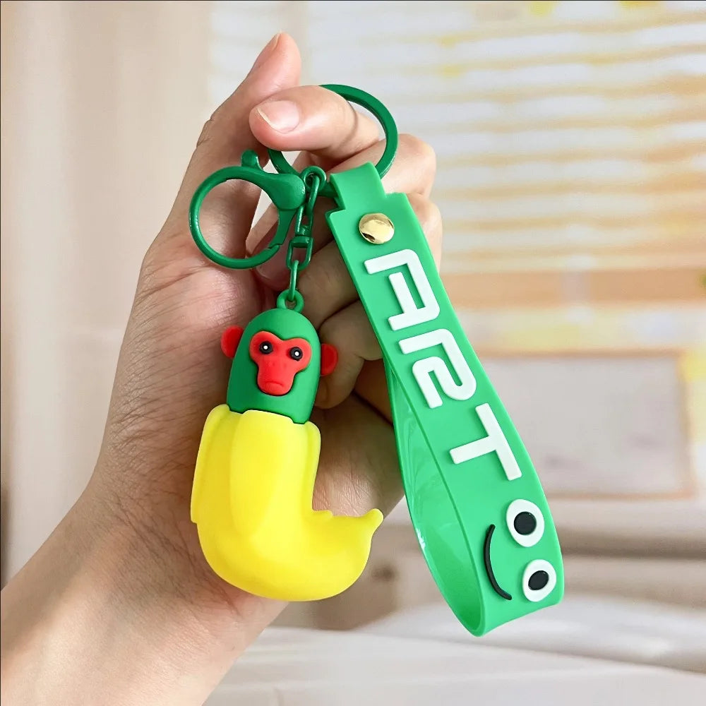 Wooden stick human pendant shanhaijing keychain funny abstract - 1pcs - key chain