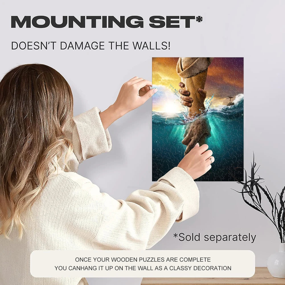 The hand of god jigsaw puzzle activity games jesus christ wooden art playset marvel wood puzzles for adults toys boys