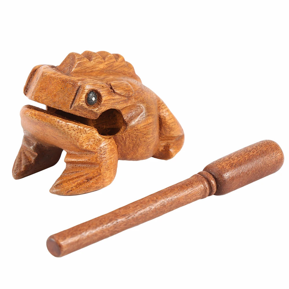 Lucky frog thailand traditional craft wooden croaking musical instrument home decor wood - 8.8cm / united states