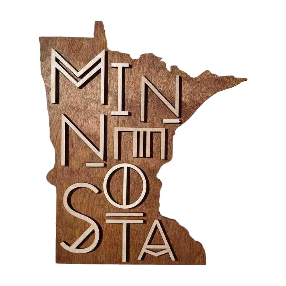 Rustic wood sign map cutout state shaped wall art us decoration pediments 3d ornament for homesick - khaki / cn