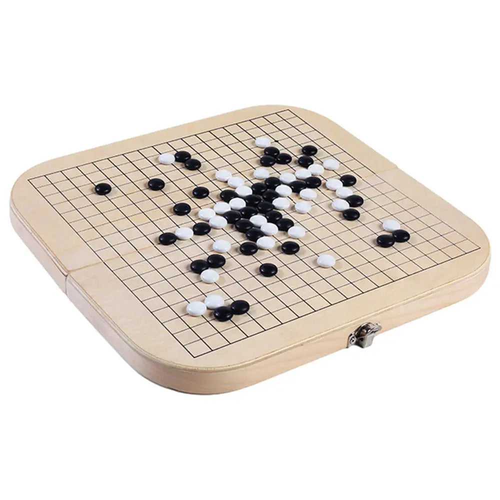 Portable go game foldable black and white chess pieces set children wooden puzzle board for party travel fishing