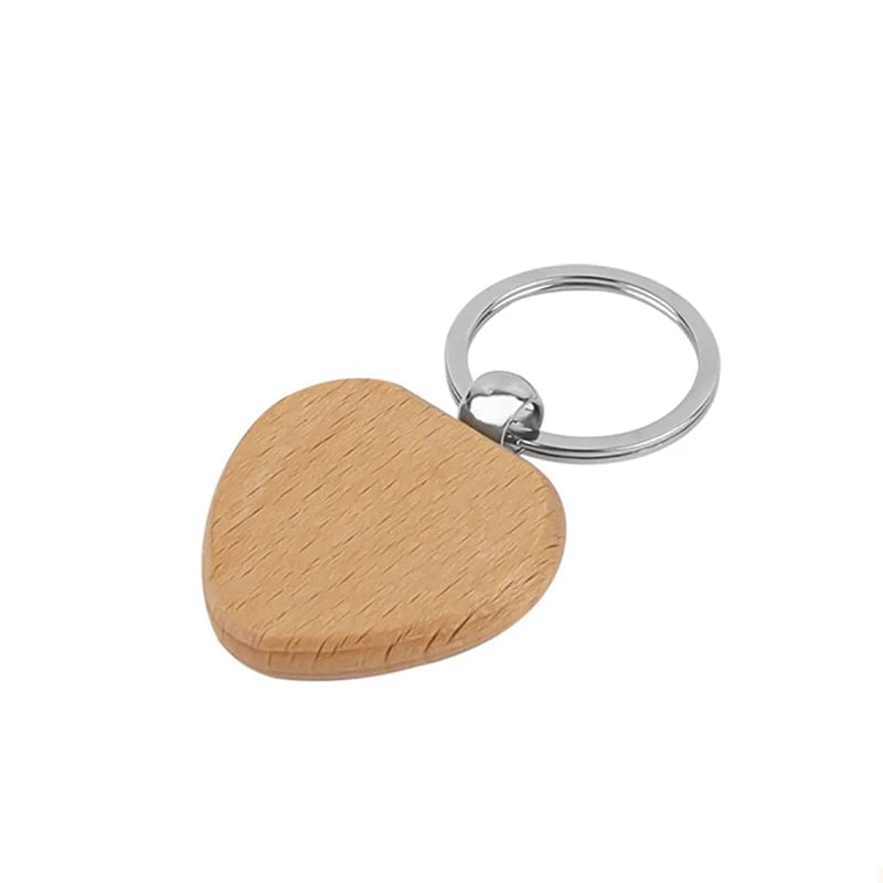 100pcs diy blank wooden keychain heart key ring - chain