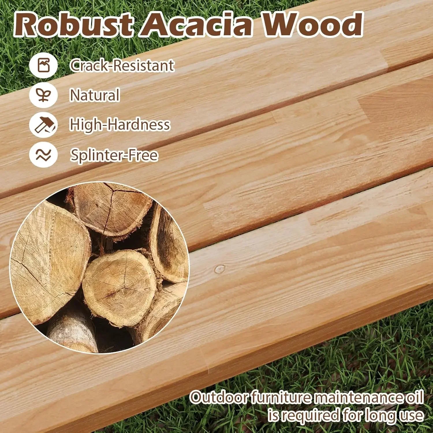 （xmsj-hot）outdoor bench garden set of 2 63’’ backless acacia wood with heavy-duty metal legs patio dining front porch