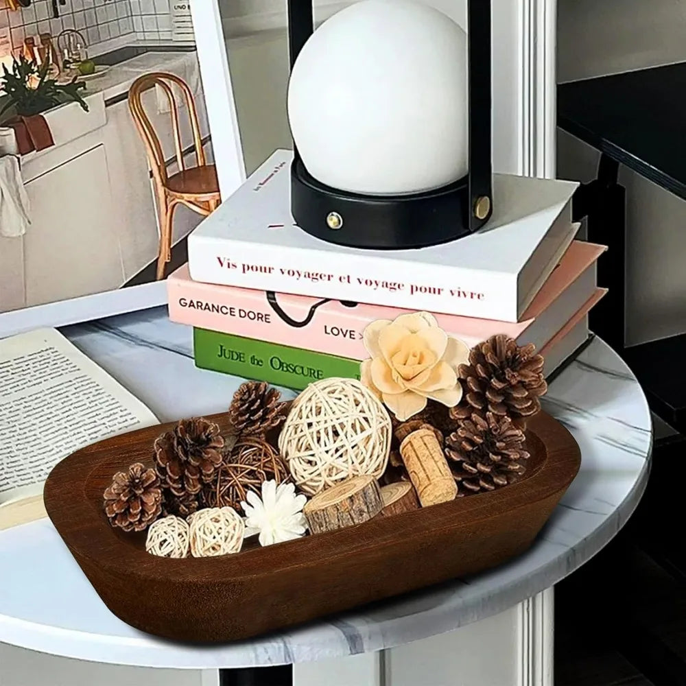 Wooden dough bowls set of 8 rustic paulownia wood vintage style ideal for candles brown 9.7 x 6 inches - united states