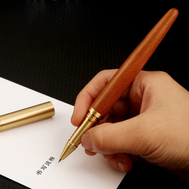 High quality natural sandalwood wood gel pen personalized logo tiger bark sour twig ebony body teacher gifts stationery