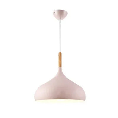 Nordic colored chandelier wooden pendant light bedroom living room led lamp single head aluminum children lighting
