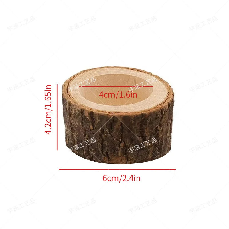 Rustic wooden tea light candle holder succulent plant pot tray holders wedding birthday table centerpieces decoration