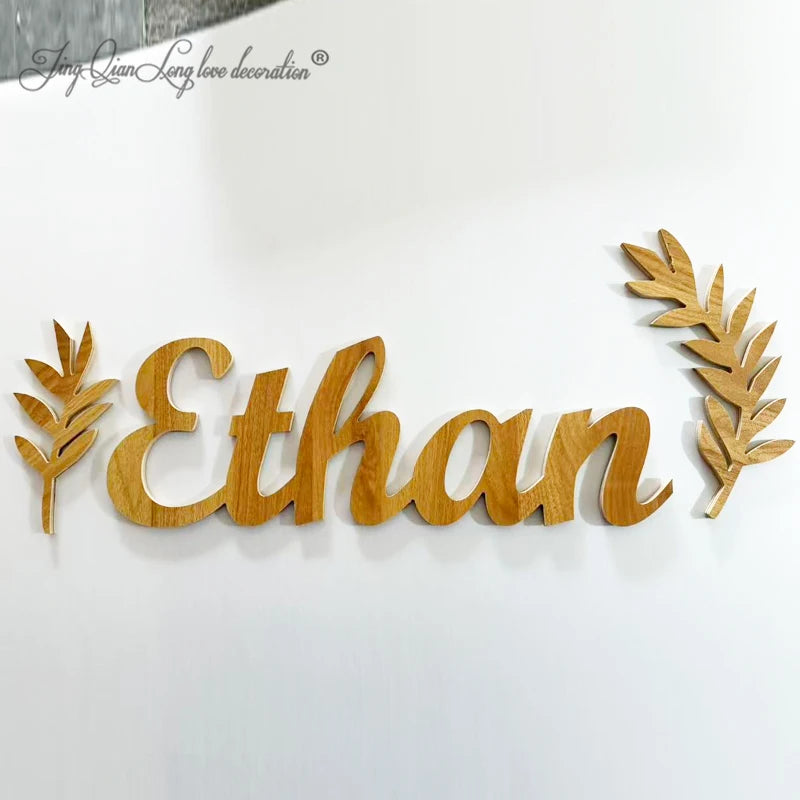 Personalized custom made wooden name sign wood letters wall art decor for nursery or kids room large size